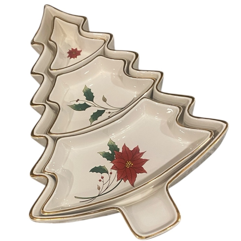 Royal Limited Holly Holidays Tree shaped dish with 3 dishes